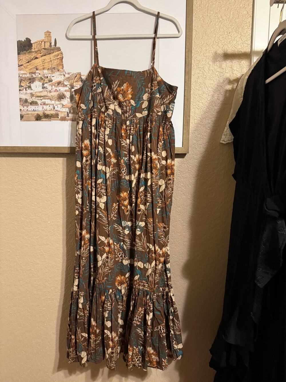 Natural Life Midi Espresso Floral Dress Large New